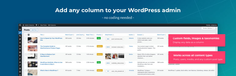 Admin Columns WordPress plugin banner