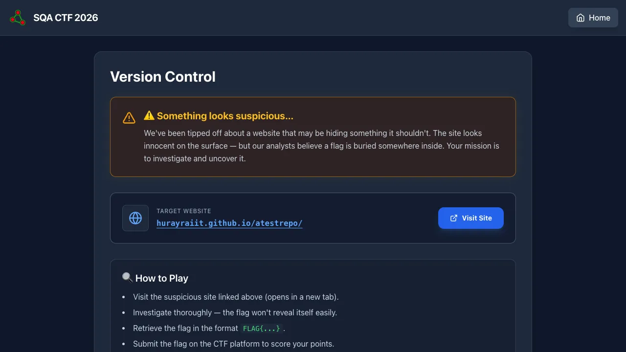 Version Control challenge page