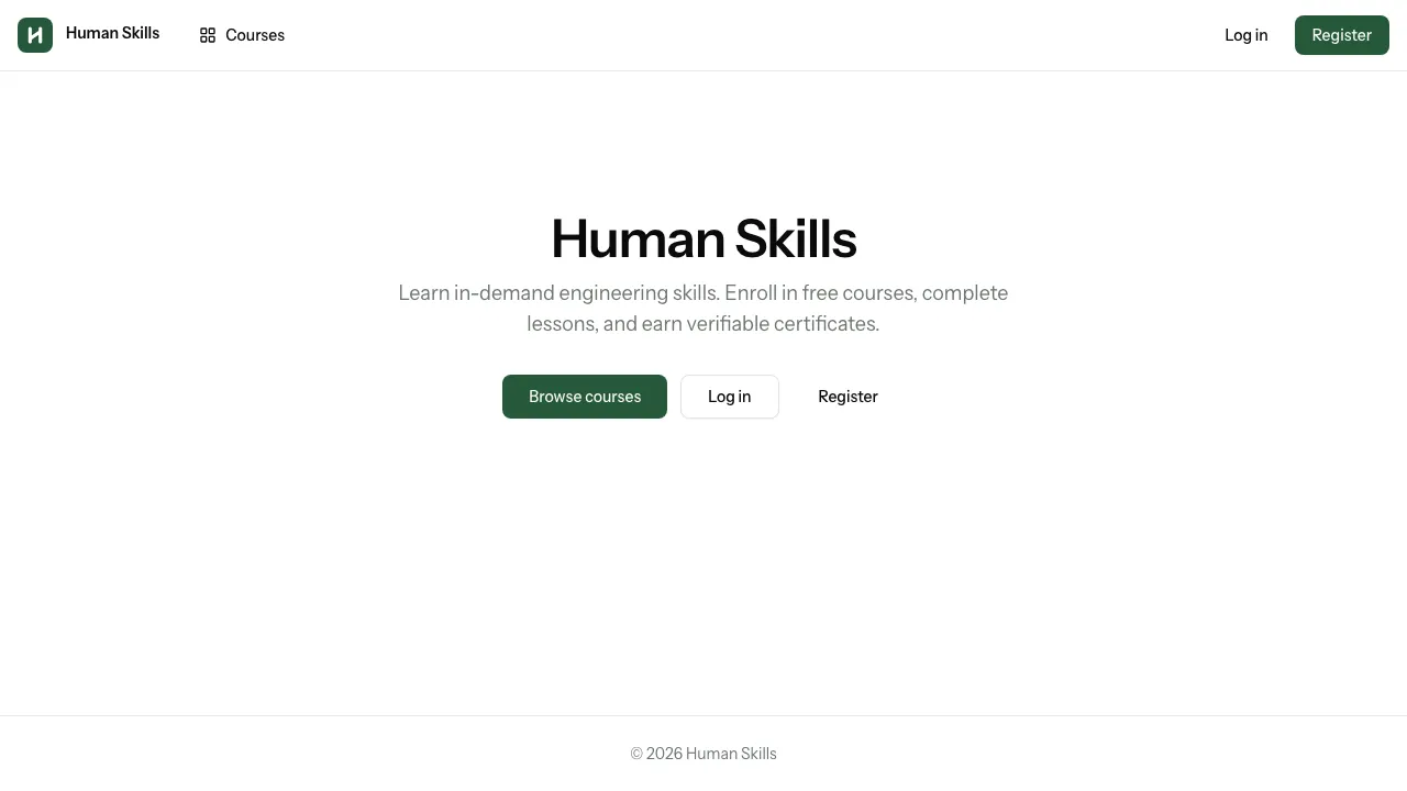 Homepage preview of Human Skills